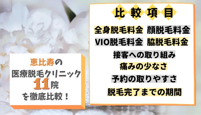 恵比寿の医療脱毛クリニック11院を徹底比較！