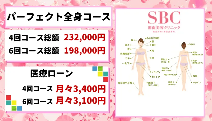 全身脱毛湘南美容クリニック顔・VIOを含むおすすめプラン