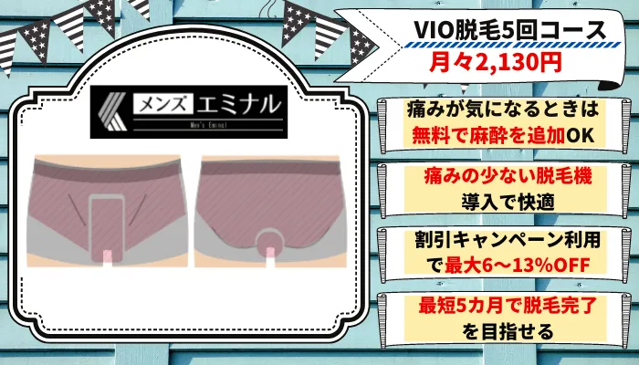 メンズエミナルVIO脱毛デビュープラン