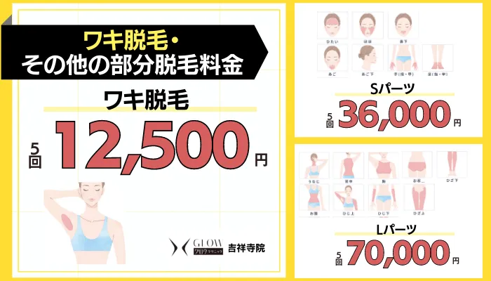 グロウクリニック 吉祥寺わき脱毛料金