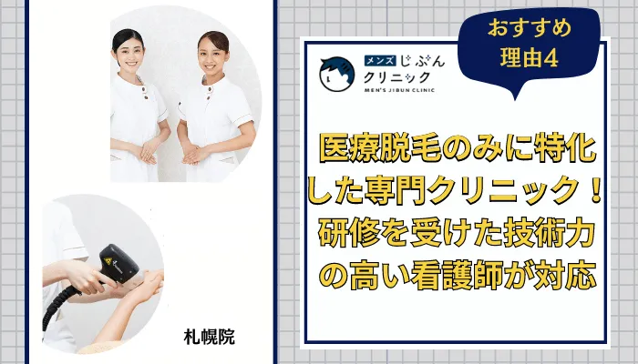 メンズじぶんクリニック札幌おすすめ理由4