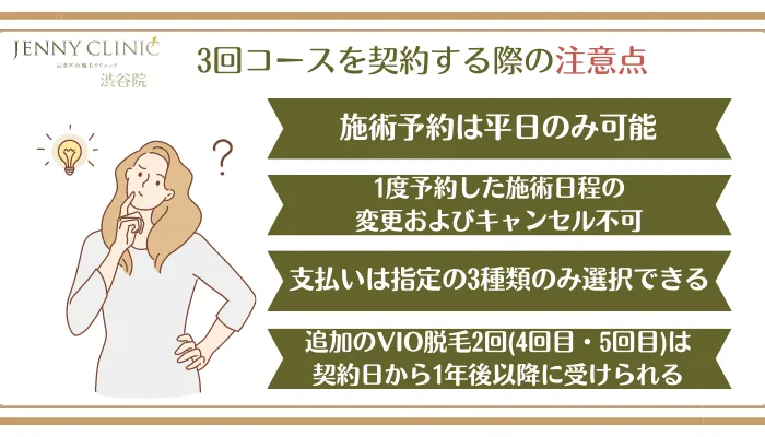 ジェニークリニック渋谷3回コースを契約する際の注意点