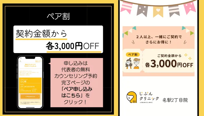 じぶんクリニック名駅2丁目ペア割