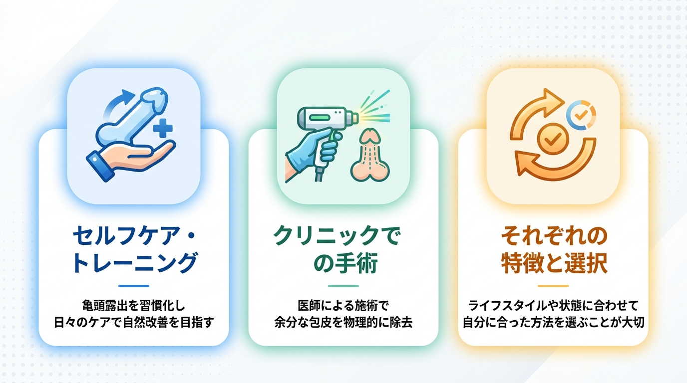 仮性包茎の治し方は大きく2つに分類される