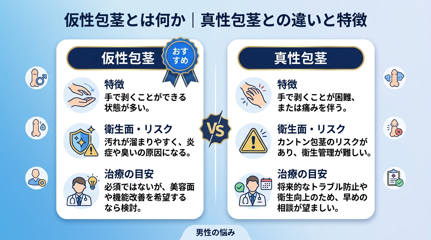 仮性包茎とは何か|真性包茎との違いと特徴