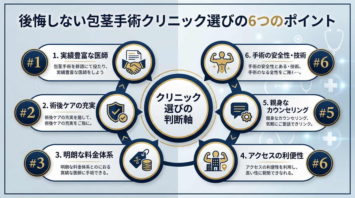後悔しない包茎手術クリニック選びの6つのポイント
